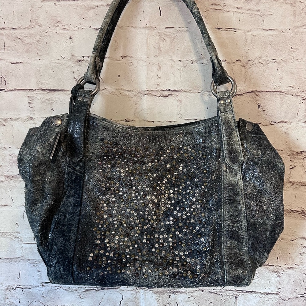 Frye RARE Distressed Deborah Studded Leather Carryall Handbag